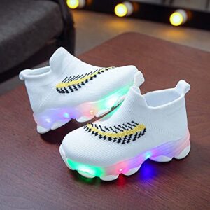 Lykmera Baby Led Running Shoes Bling Girls Light Luminous Sport Boys Led Kids Children Baby Walking Shoes Sports Shoes (White, 2.5-3 Years Toddler)