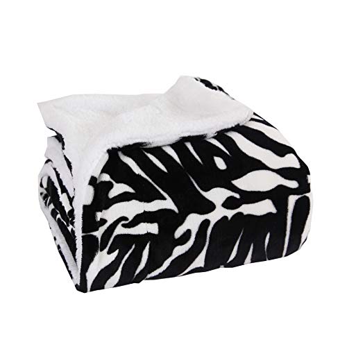 Elegant Comfort Luxury Ultra-Plush Velvet Touch Fleece Throw Soft, Sherpa-Backing Reversible Blanket for Bed, Sofa and Couch, (50 x 60"), Zebra