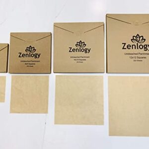 Zenlogy 12x12 Parchment Paper Squares (200 Sheets), Unbleached, High Heat, Non-stick, Pre-cut Baking Paper for Dehydrator, Ninja Foodi Flip Air Fryer, Toaster Oven, and so much more.