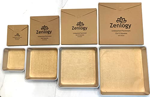 Zenlogy 12x12 Parchment Paper Squares (200 Sheets), Unbleached, High Heat, Non-stick, Pre-cut Baking Paper for Dehydrator, Ninja Foodi Flip Air Fryer, Toaster Oven, and so much more.