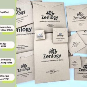 Zenlogy 12x12 Parchment Paper Squares (200 Sheets), Unbleached, High Heat, Non-stick, Pre-cut Baking Paper for Dehydrator, Ninja Foodi Flip Air Fryer, Toaster Oven, and so much more.