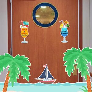 2 Pcs Cruise Door Magnets Fruit Drink Cruise Door Decorations with 3 Pcs Paint Pens Cruise Must Haves Pineapple Drinks Magnet Stickers for Carnival Cruise Refrigerator Car Door Decor