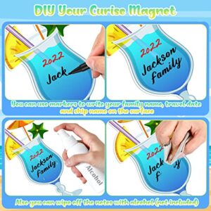 2 Pcs Cruise Door Magnets Fruit Drink Cruise Door Decorations with 3 Pcs Paint Pens Cruise Must Haves Pineapple Drinks Magnet Stickers for Carnival Cruise Refrigerator Car Door Decor