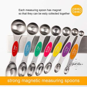 Magnetic Measuring Spoons Set of 8 Stainless Steel Dual Sided Stackable Measuring Spoons Nesting Teaspoons Tablespoons for Measuring Dry and Liquid Ingredients