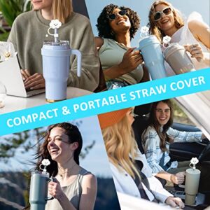 Bubbola Straw Covers Compatible with Stanley 40 OZ Tumbler Cups, Reusable Silicone Straw Tip Toppers for 0.4 inch/10mm Straws,Soft Protector Cover, 2Pcs Cloud