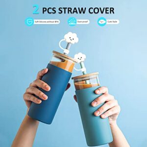 Bubbola Straw Covers Compatible with Stanley 40 OZ Tumbler Cups, Reusable Silicone Straw Tip Toppers for 0.4 inch/10mm Straws,Soft Protector Cover, 2Pcs Cloud