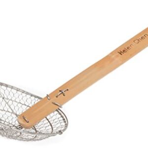 Helen's Asian Kitchen Helen Chen’s Asian Kitchen Stainless Steel Spider Natural Bamboo Handle, 5-Inch Strainer Basket, Wood