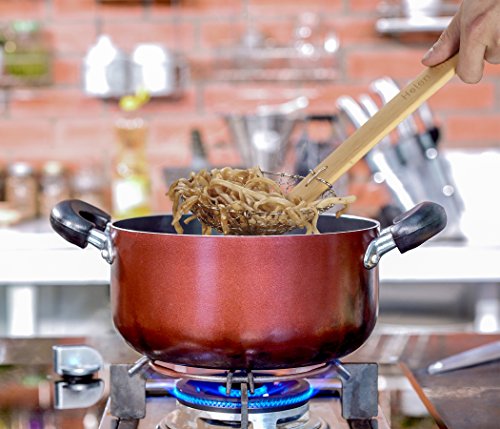 Helen's Asian Kitchen Helen Chen’s Asian Kitchen Stainless Steel Spider Natural Bamboo Handle, 5-Inch Strainer Basket, Wood