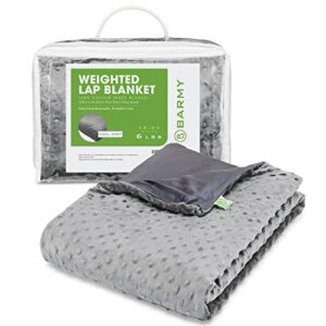 barmy weighted lap blanket (48"x24", 6lbs) weighted lap pad with removable cover for adults, teens and kids, cotton inner blanket, weighted throw blanket - cool gray