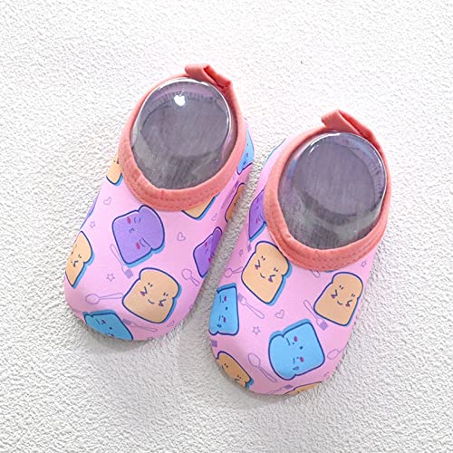 Lykmera Baby Kids Swim Shoes Boys Girls Water Shoes Cartoon Shoes Socks Shoes Barefoot Non-Slip Shoes Toddler Beach Shoes (Pink, 12-18 Months)