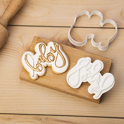 Mostop 3D Cookie Cutter with Baby Letter Stampers Baby Shower Cake Mold Fondant Decorating Tools DIY Mold for Sugar Craft Baking Mould Kids' Birthday Party Kitchen Tools