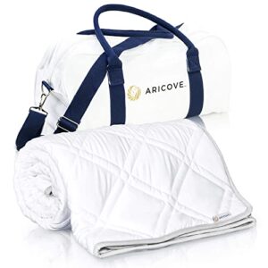 aricove cooling weighted blanket, 10 lbs, full/twin size for adults, luxury heavy blanket in silky soft bamboo, 48x72 inches, machine washable, white