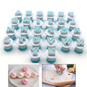 26PCS/Set Cookie Stamp Impress Cookie Cutters Alphabet Letter and Number Fondant Cake Biscuit Mold Letter Shape DIY Cookie Biscuit Alphabet Letters Cake Tool Embosser Cutter (Upper Case Letter Shape)