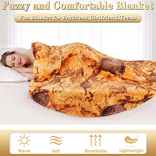 Jorbest Cookies Blanket 2.0 Double Sided 80 inches for Adult and Kids, 285 GSM Funny Soft Flannel Throw Blanket, Novelty Giant Food Blanket for Everyone