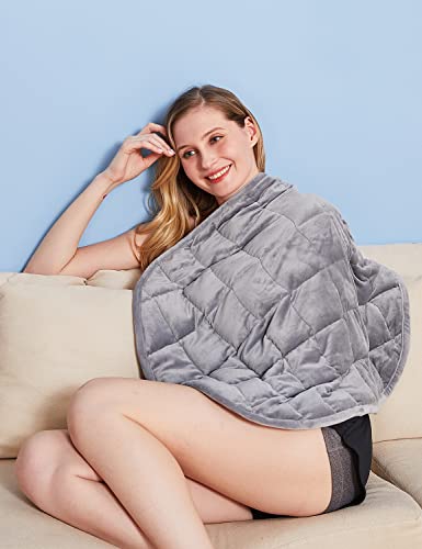 Kivik Weighted Blanket 7 lbs for Adult Travel Size,Small Weighted Body Blanket with Glass Bead Filled,Weighted Lap Blanket Throw for Calming & Relaxing,Household Machine Washable-Grey 29x24 Inches