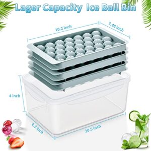 3 Pack Round Ice Cube Tray, Ice Ball Maker Mold for Freezer with Container, Sphere Ice Cube Tray Making 99pcs Circle Ice Chilling Cocktail Whiskey Tea Coffee(3Pack Blue Ice trays & Ice Bin & Ice tong)