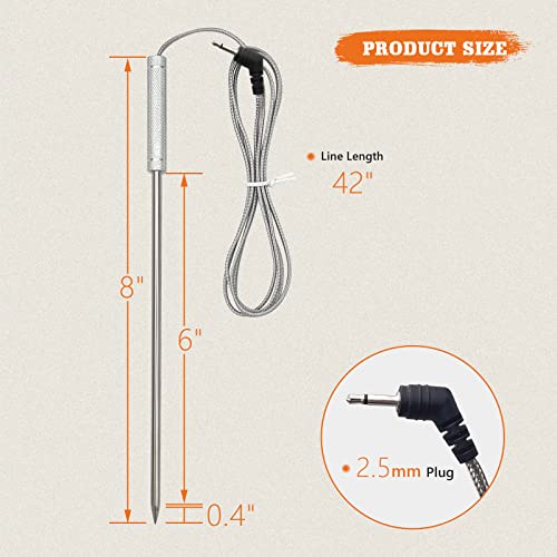 Upgraded Meat Probe Replacement for Thermopro Thermometers TP04, TP06, TP06S, TP07, TP-07S, TP08, TP-08S, TP09, TP09B, TP-10, TP16, TP17, TP20, TP20S, TP25, TP27, TP28, TP829, TP930, 2.5mm