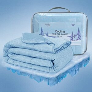 sedona house cooling blankets for hot sleepers, cooling weighted blanket absorbs heat to keep body cool on warm nights, breathable summer blanket for night sweats (12 lbs, 48" x 72" twin size, blue)