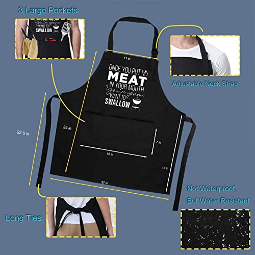 Miracu Funny Aprons for Men - Husband Gifts from Wife, Naughty Gifts for Husband - Fathers Day, Birthday Gifts for Men, Male Best Friend, Boyfriend, Fiance, Guy, Chef Him - BBQ Grilling Cooking Apron