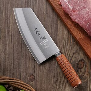 SHI BA ZI ZUO Chef Knife Chinese Vegetable Cleaver for Kitchen Superior Class 7-inch Stainless Steel Knife with Ergonomic Design Comfortable Wooden Handle