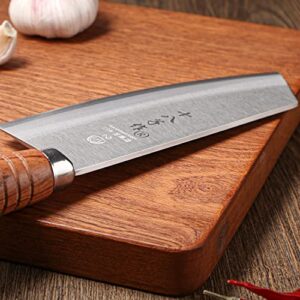 SHI BA ZI ZUO Chef Knife Chinese Vegetable Cleaver for Kitchen Superior Class 7-inch Stainless Steel Knife with Ergonomic Design Comfortable Wooden Handle