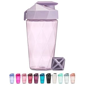 keelo bottle classic shaker bottle | 20 ounce protein shaker bottle | shaker cup with carrying handle and diamond agitator | lavender - 20-ounces