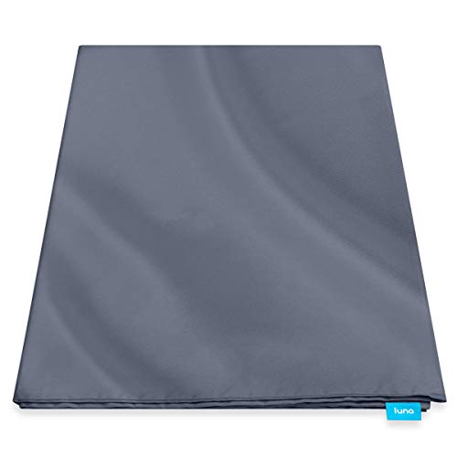 [Premium Removable Duvet Cover for Weighted Blankets] by Luna - Silky Bamboo Fiber Weighted Blanket Cover- 8 Tie System for Secure Fastening [Queen Size - 60" x 80"] [Dark Grey]