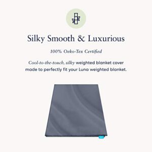 [Premium Removable Duvet Cover for Weighted Blankets] by Luna - Silky Bamboo Fiber Weighted Blanket Cover- 8 Tie System for Secure Fastening [Queen Size - 60" x 80"] [Dark Grey]