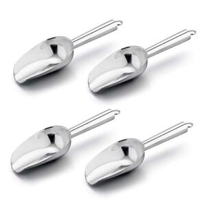 mini scoop, e-far 3 ounce stainless steel kitchen utility scoops, ideal for candy/ice cube/flour/sugar/coffee bean/protein powder, food grade & anti rust, easy clean & dishwasher safe (4 pack)