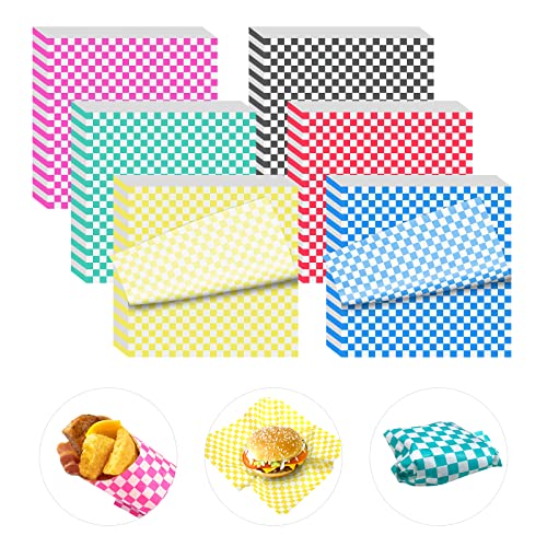 240 Sheets Variety Pack Checkered Dry Waxed Deli Paper Sheets 12x12 inch Paper Sandwich Paper Liners, Food Basket Liners Wax Paper Deli Wrap Wax Paper Sheets for Wrapping Bread and Sandwiches