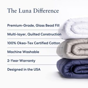 Luna [ Cotton Breathable Cool Weighted Blanket 100% Oeko-Tex Premium Quality | Calming & Cooling All Seasons Weighted Blankets for Adults [15lbs - Queen - 60" x 80"] [Light Grey]