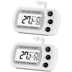 linkdm 2 pack digital refrigerator freezer thermometer,max/min record function with large lcd display
