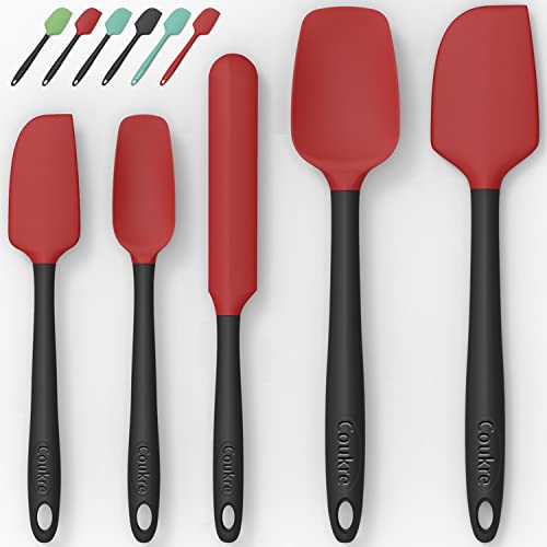 Silicone Spatula Set of 5,High Temperature Resistant, Food Grade Silicone, Dishwasher Safe, for Baking, Cooking (Red)