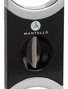 Mantello V-Cut Cigar Cutter Gloss Black in Gift Box