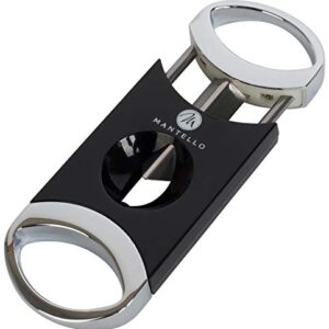 Mantello V-Cut Cigar Cutter Gloss Black in Gift Box