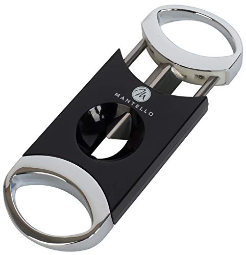 Mantello V-Cut Cigar Cutter Gloss Black in Gift Box