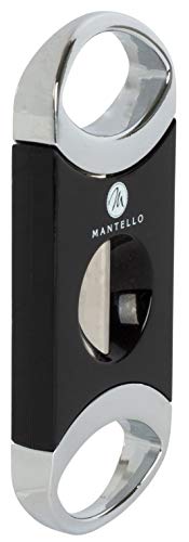 Mantello V-Cut Cigar Cutter Gloss Black in Gift Box