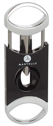 Mantello V-Cut Cigar Cutter Gloss Black in Gift Box