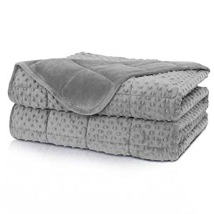 huloo sleep weighted blanket twin 15lbs for adult(48"×78",gray) breathable soft minky weighted throw blanket for all season,heavy blanket with premium glass beads