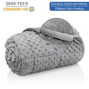 Huloo Sleep Weighted Blanket Twin 15lbs for Adult(48"×78",Gray) Breathable Soft Minky Weighted Throw Blanket for All Season,Heavy Blanket with Premium Glass Beads