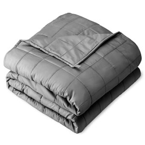 bare home weighted blanket twin or full size 7lb (40" x 60") - all-natural 100% cotton - premium heavy blanket nontoxic glass beads (grey, 40"x 60")