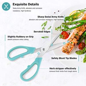 Kitchen Shears Scissors, iBayam 3-Color Stainless Steel Dishwasher Safe Food Scissors for Herbs Chicken Meat Poultry Fish BBQ, 8 Inch Utility Cooking Scissors for Women Men with Small Hands