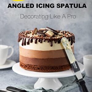 Anaeat Icing Spatulas, Set of 3 Professional Cake Angled Offset Spatula with 6", 8", 10" Stainless Steel Blades - Thickened Frosting Knife with Plastic Handle for Cake Decorating, Pastry & Baking