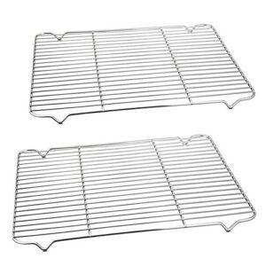 p&p chef baking rack cooking rack set of 2-16.6''x11.6 stainless steel wire cooling drying roasting rack, fits half sheet cookie pans, commercial quality, oven & dishwasher safe