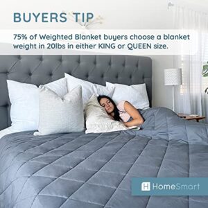 King Size Weighted Blanket 20 lbs by HomeSmart (an American Company) - 400 Thread Count Resort Quality Softness - 88"x96"