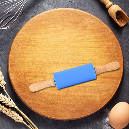 Mini Silicone Rolling Pin for Kids,Non-stick Surface Wood Handle,9-inch 2 Pack