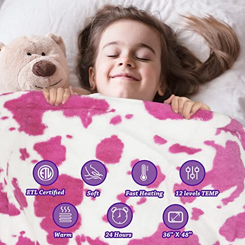 2 in 1 Weighted Electric Heated Blanket 36" x 48" Warming with 12 Heating Levels, Glass Beads Soft Micromink and Sherpa - GOQOTOMO P36