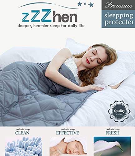 ZZZhen Weighted Blanket - High Breathability - Grey, 60" 80"-15LBs - Premium Heavy Blankets - Calm Sleeping for Adult and Kids, Durable Quilts and Quality Construction