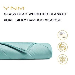 YnM Cooling Weighted Blanket, 100% Natural Bamboo Viscose, 15 lbs 48''x72'', Luxury 2.0 Heavy Blanket, Sea Grass.