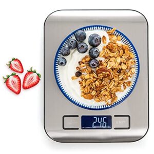 digital kitchen scale food multifunction accuracy digital scale lcd display 11lb 5kg, food scales digital weight grams and oz, baking scale, stainless steel small food scale by moss and stone